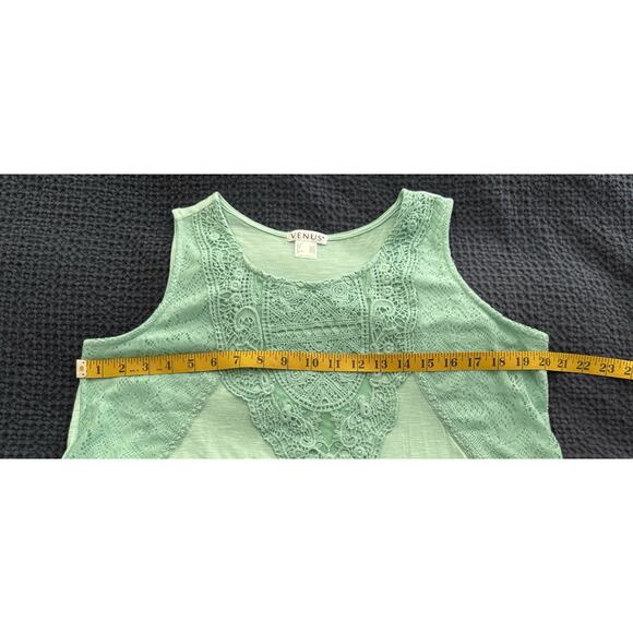Venus Mint Green Lace Scoop Neck Embroidered Sleeveless Tank Top Size L - Picture 3 of 7